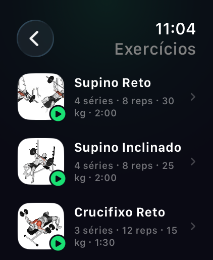 Exercícios no Apple Watch